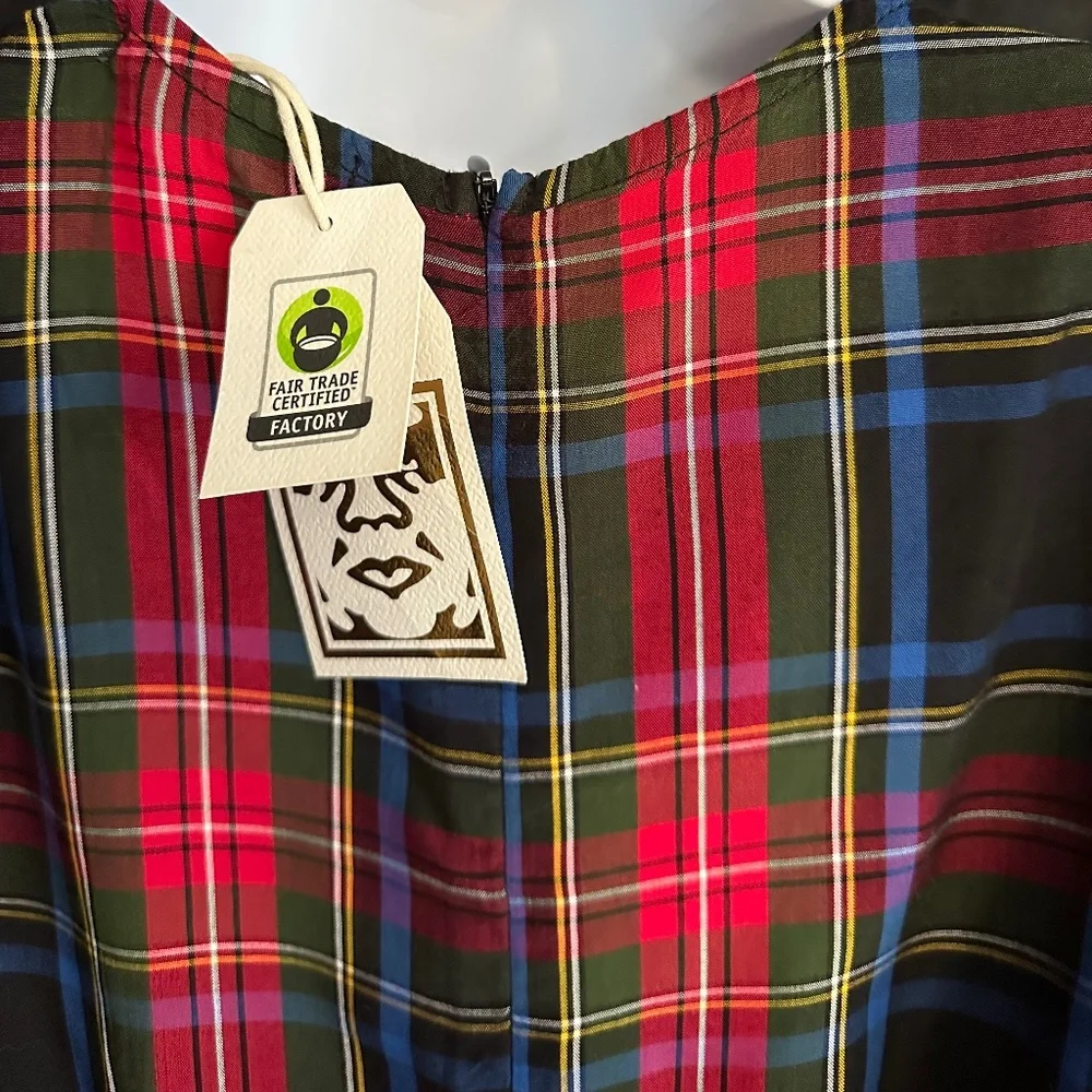 NWT Obey, world wide, tartan plaid midi dress, size XS - Picture 7 of 9